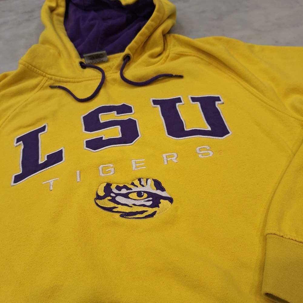 Stadium Athletics LSU Tigers Hoodie Mens Large Yellow Purple Embroidered NCAA
